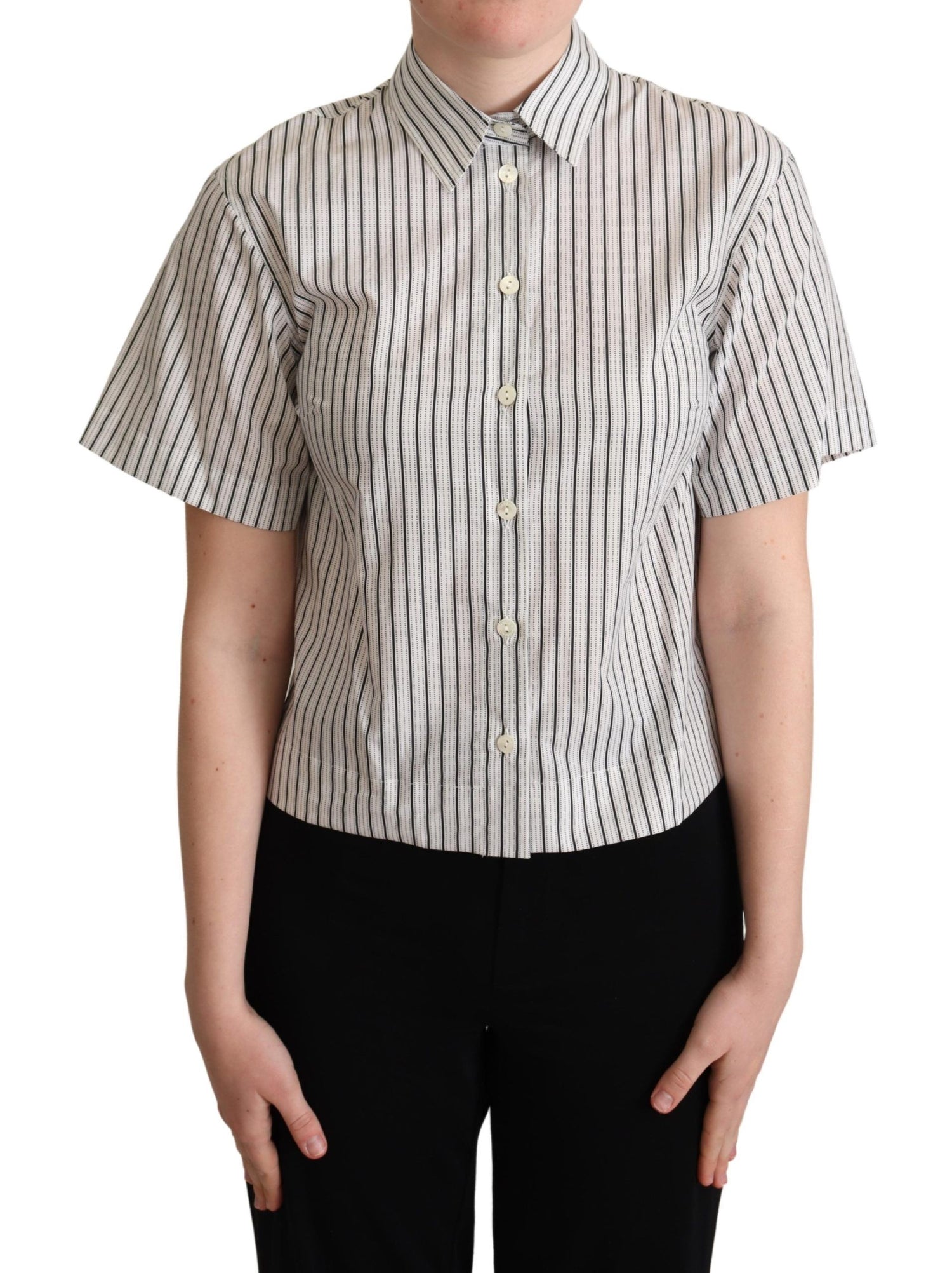 Dolce &amp; Gabbana Chic Monochrome Striped Polo Shirt