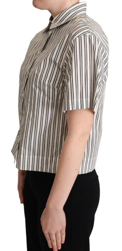 Dolce &amp; Gabbana Elegant Striped Cotton Polo Top