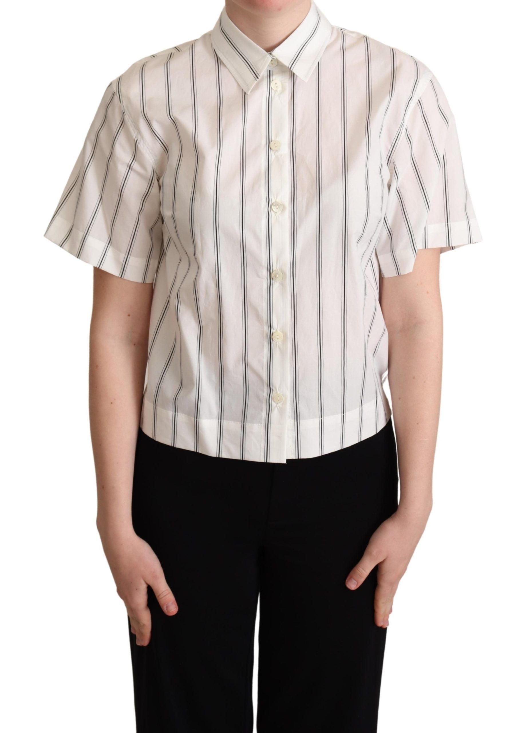 Dolce &amp; Gabbana Elegant Striped Cotton Polo Top