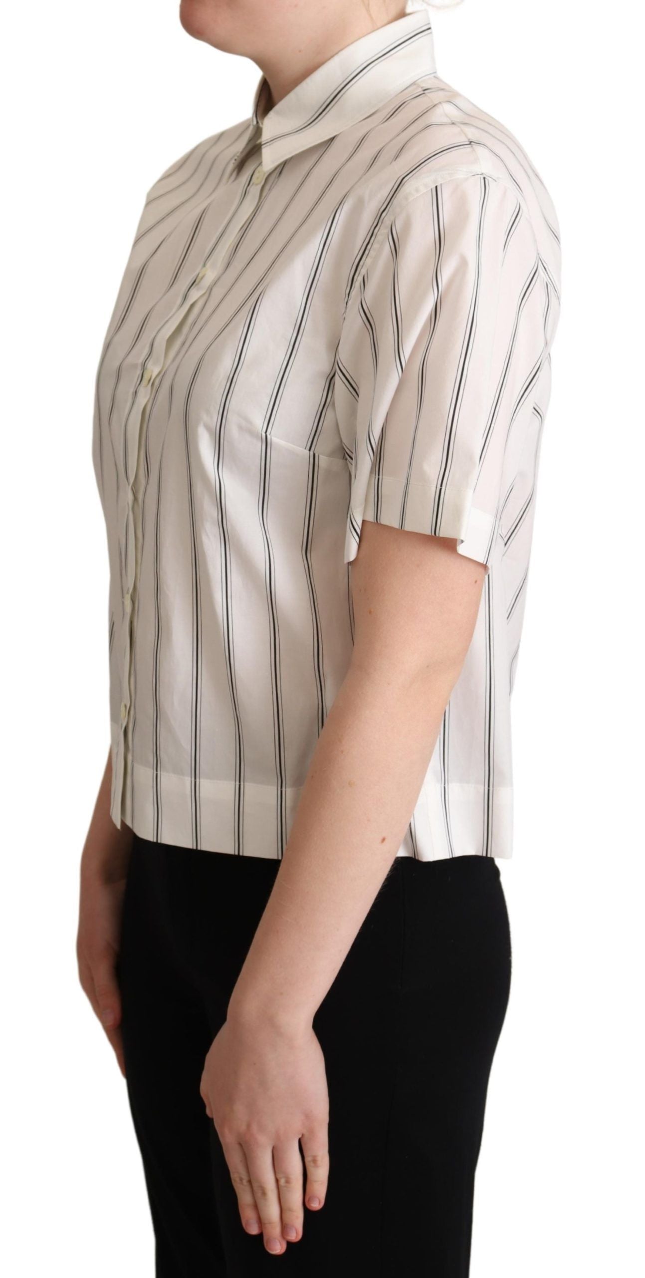 Dolce &amp; Gabbana Elegant Striped Cotton Polo Top