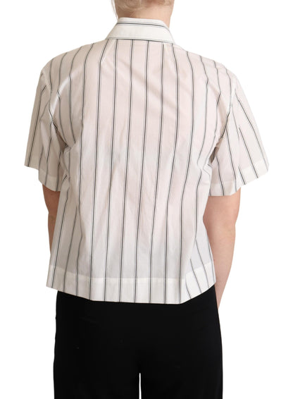 Dolce &amp; Gabbana Elegant Striped Cotton Polo Top