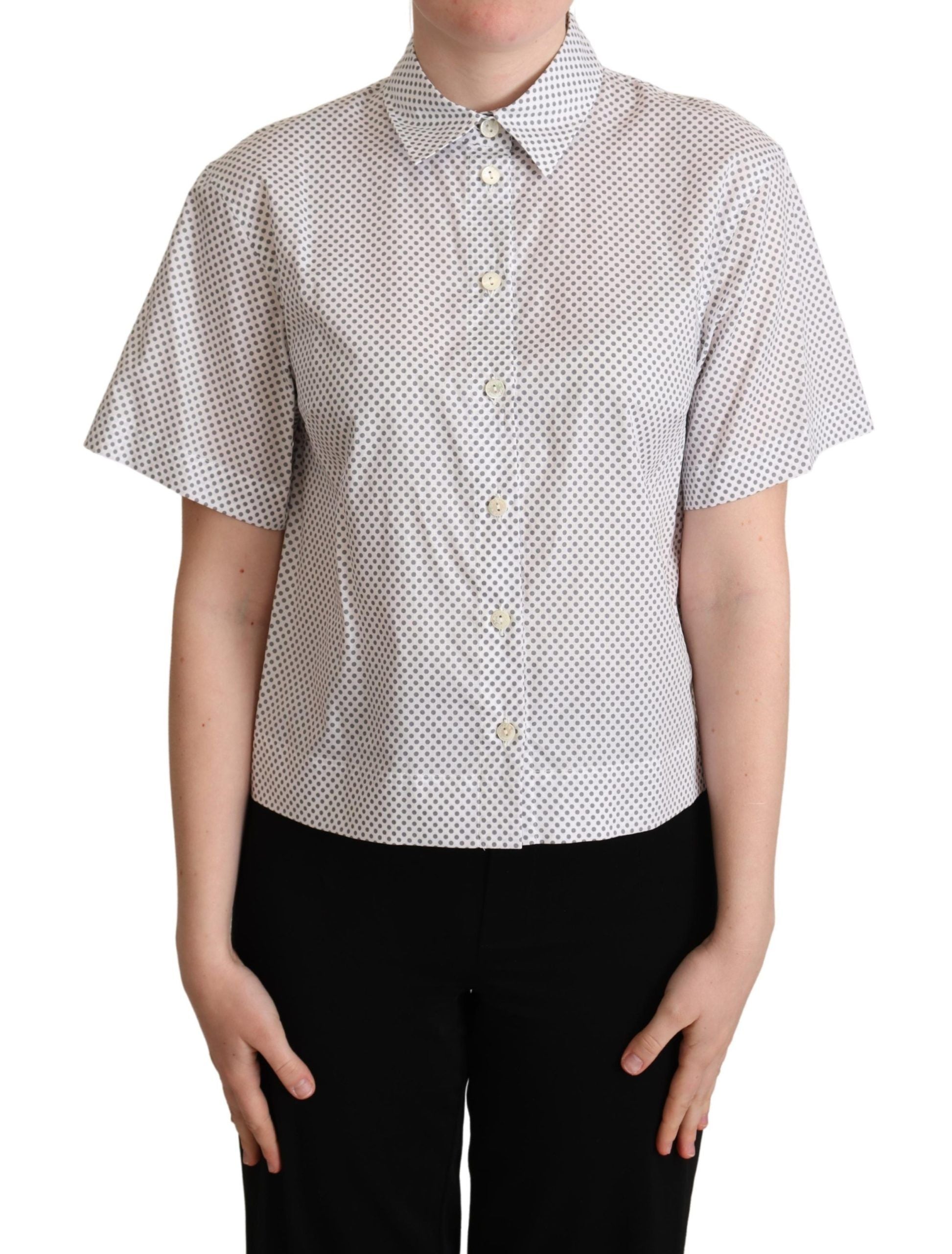 Dolce &amp; Gabbana Chic Gray Polka Dot Short Sleeve Polo