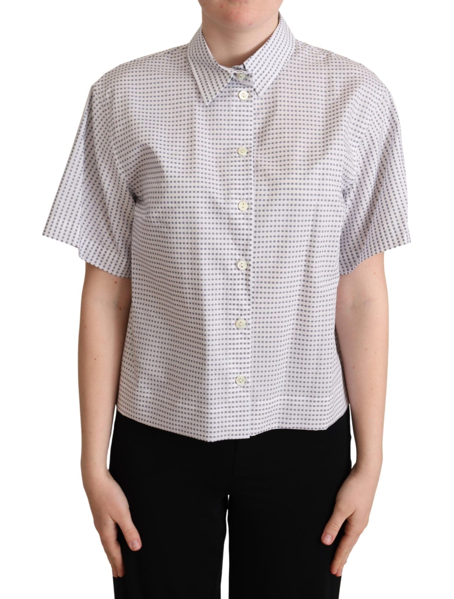 Dolce &amp; Gabbana Elegant Polka Dots Collared Polo Top