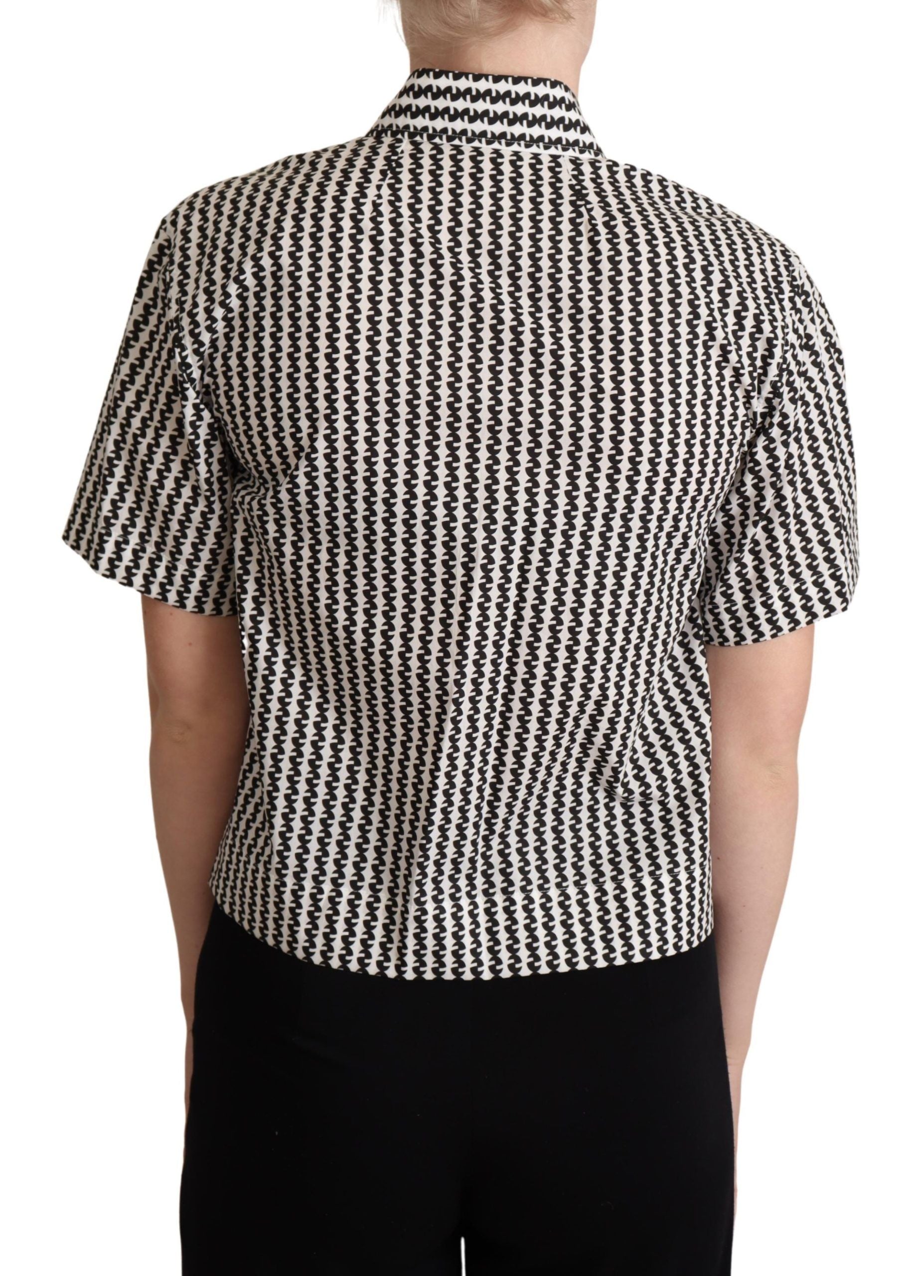 Dolce &amp; Gabbana Elegant Black and White Patterned Cotton Polo