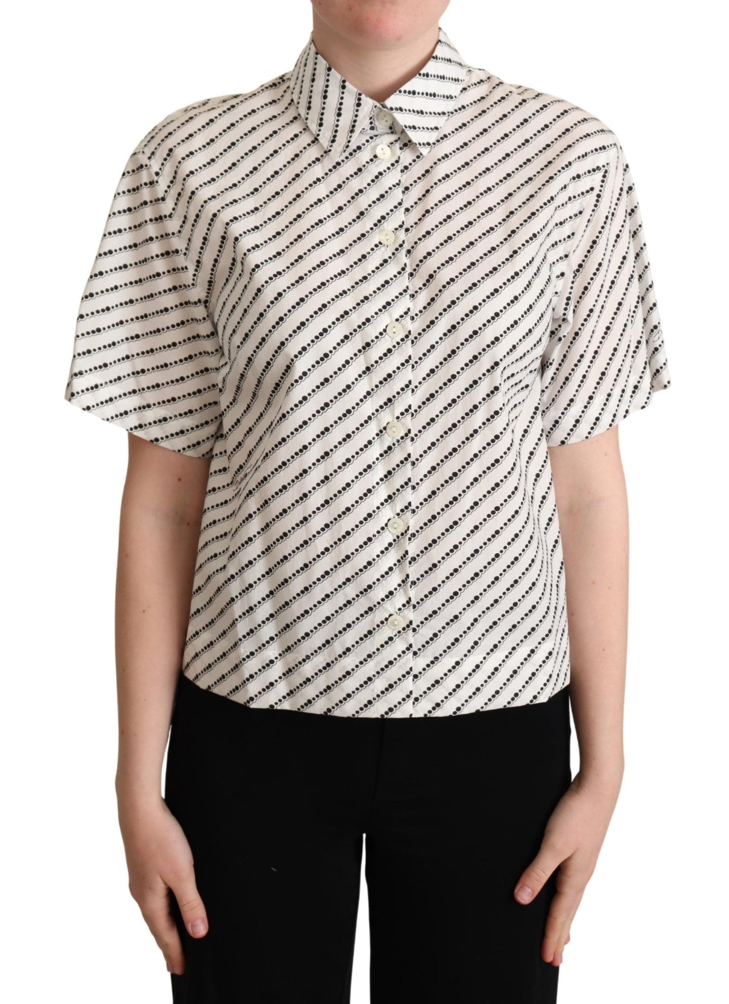 Dolce &amp; Gabbana Elegant Dotted Cotton Polo Top