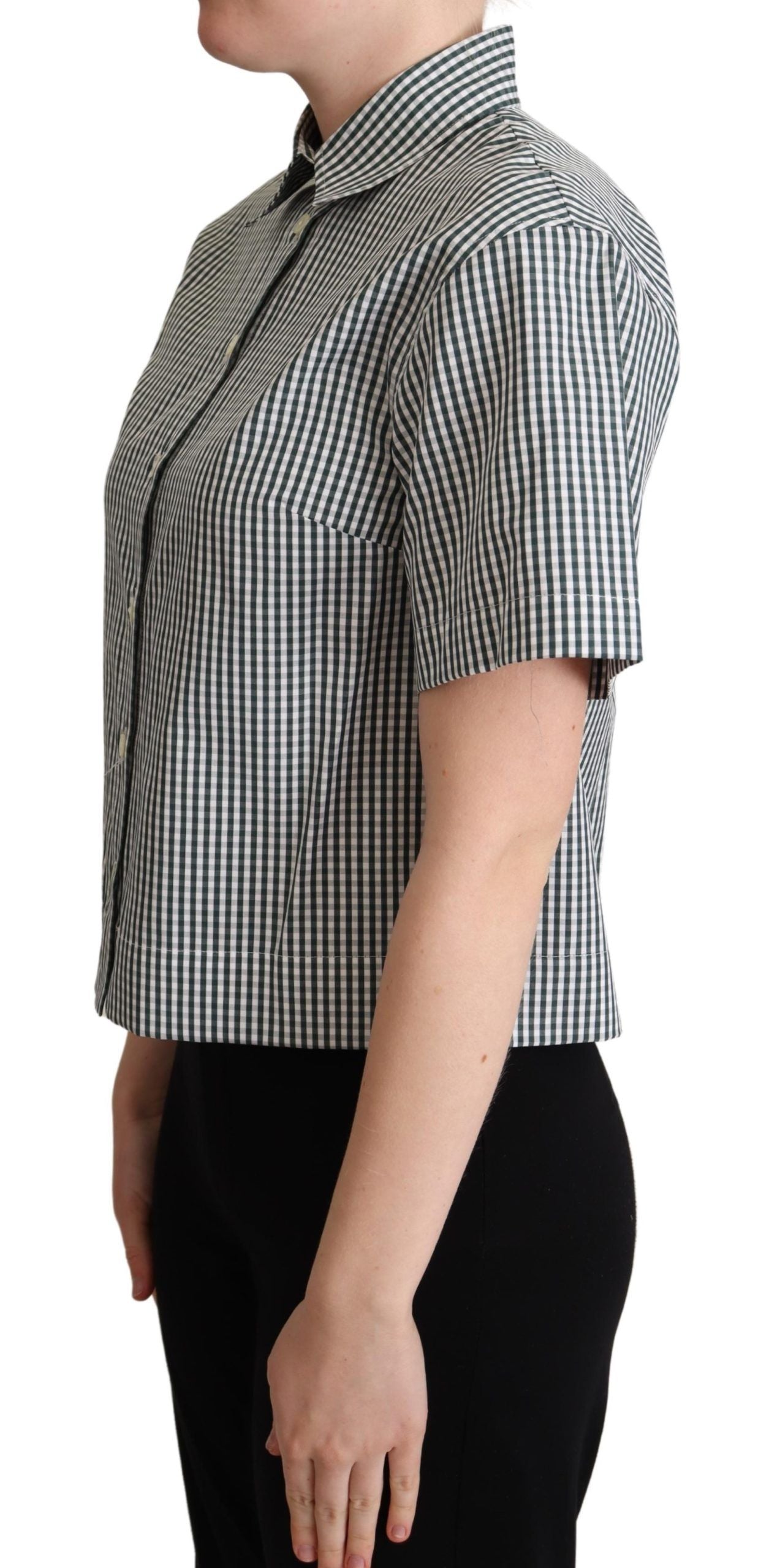 Dolce &amp; Gabbana Elegant Checkered Cotton Polo Top