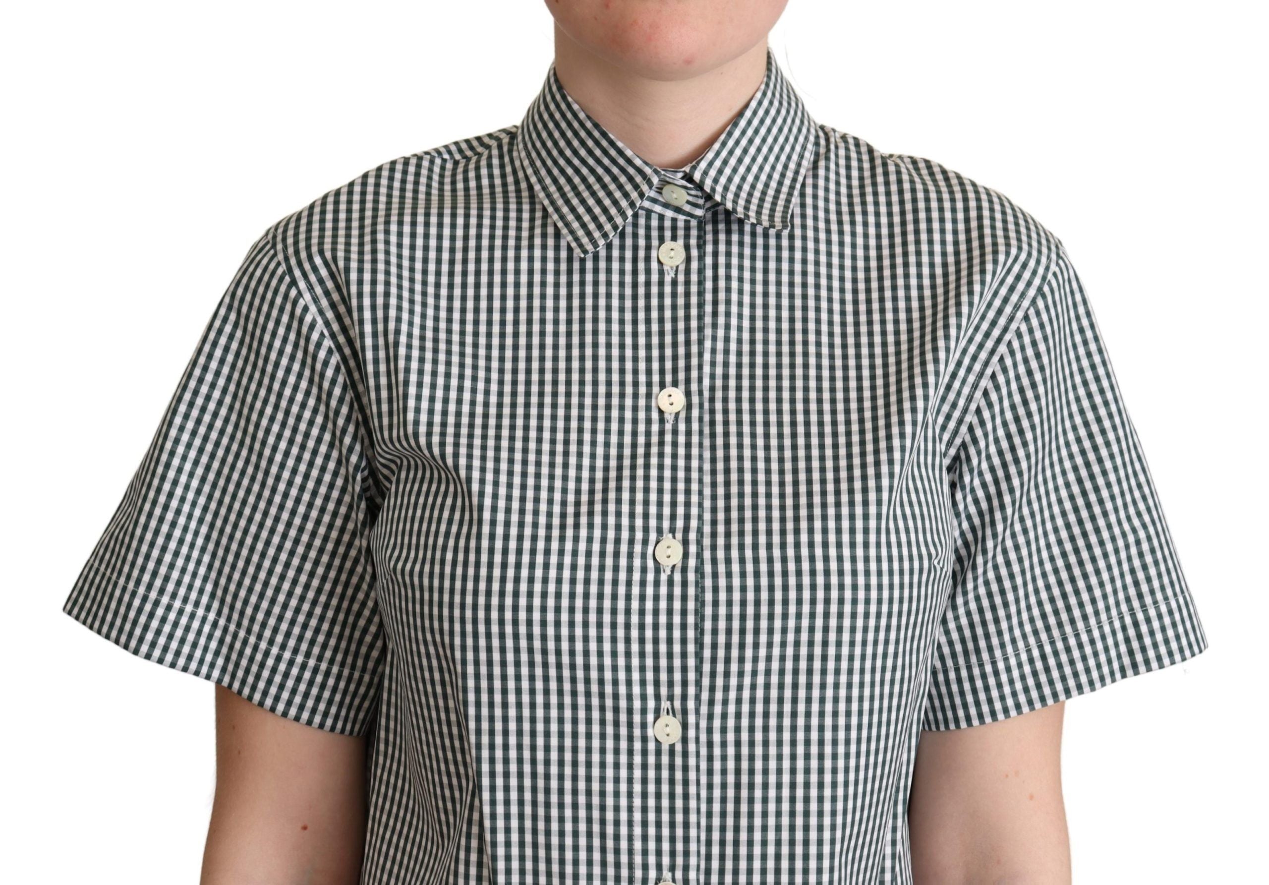 Dolce &amp; Gabbana Elegant Checkered Cotton Polo Top