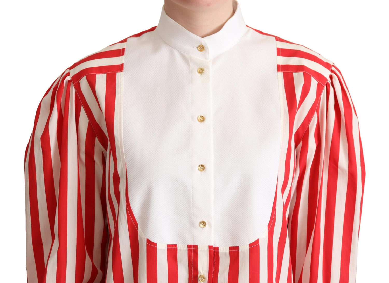 Dolce &amp; Gabbana Elegant Red and White Stripe Cotton Polo Top