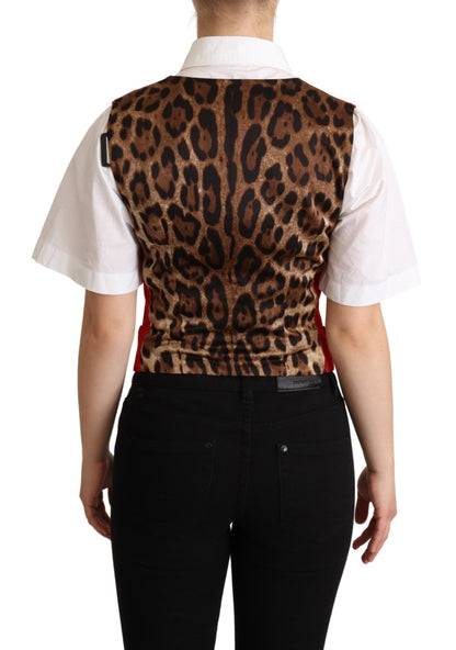 Dolce &amp; Gabbana Elegant Red Leopard Print Sleeveless Vest