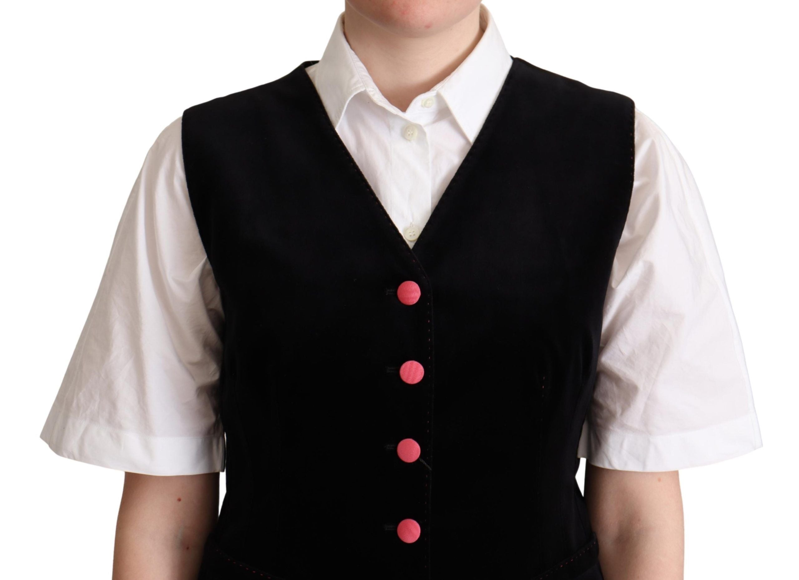 Dolce &amp; Gabbana Elegant Black Velvet Sleeveless Waistcoat