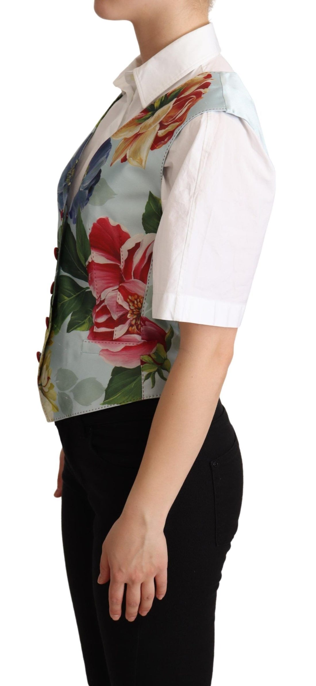 Dolce &amp; Gabbana Elegant Floral Print Silk Waistcoat