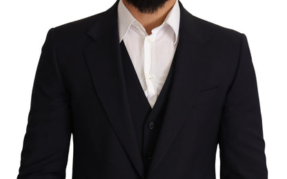 Dolce &amp; Gabbana Elegant Dark Blue Wool Blend Martini Suit