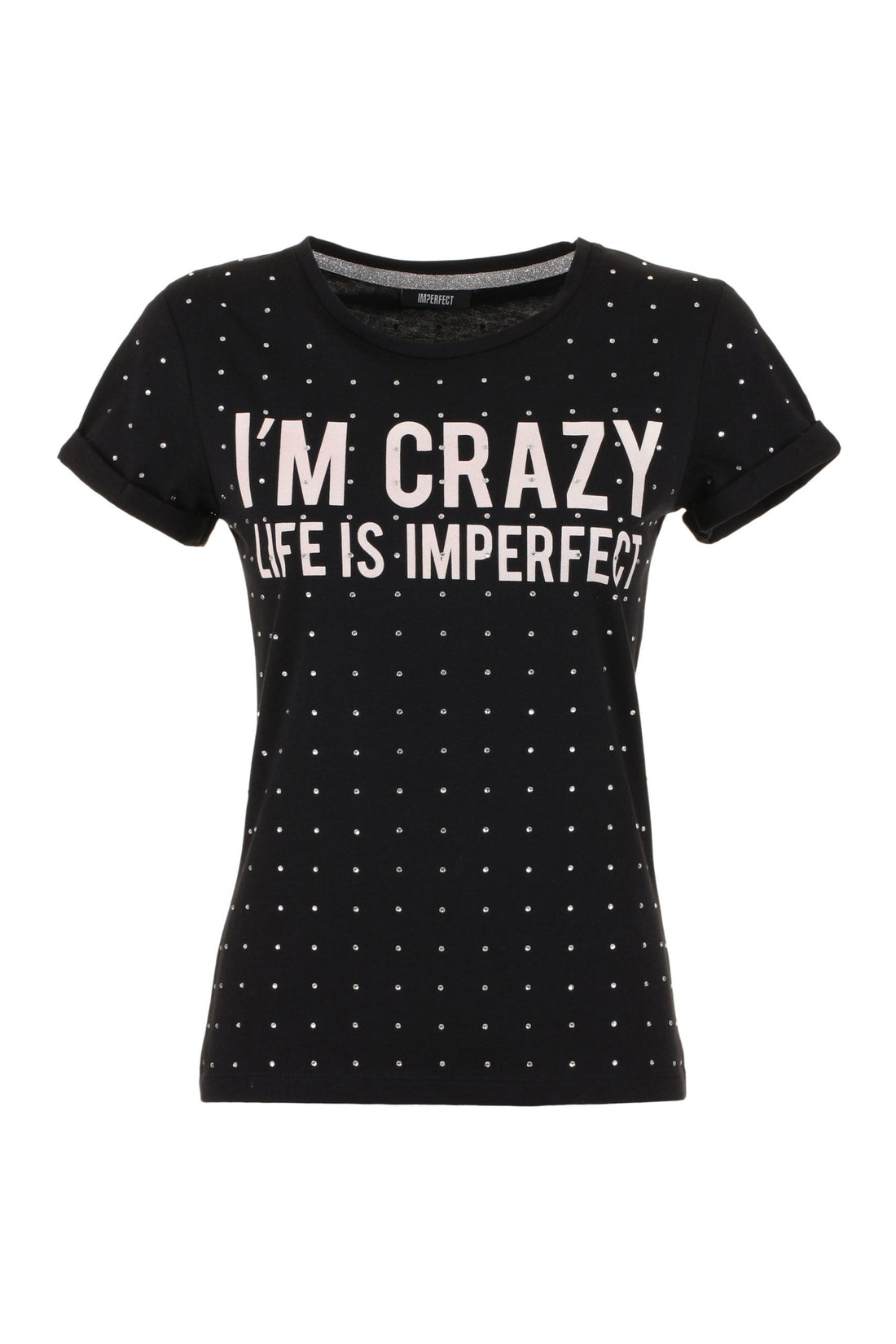 Imperfect &quot;Black Cotton Women T-Shirt&quot;