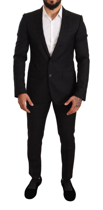 Dolce &amp; Gabbana Elegant Martini Black Wool Suit