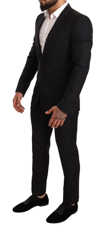 Dolce &amp; Gabbana Elegant Martini Black Wool Suit