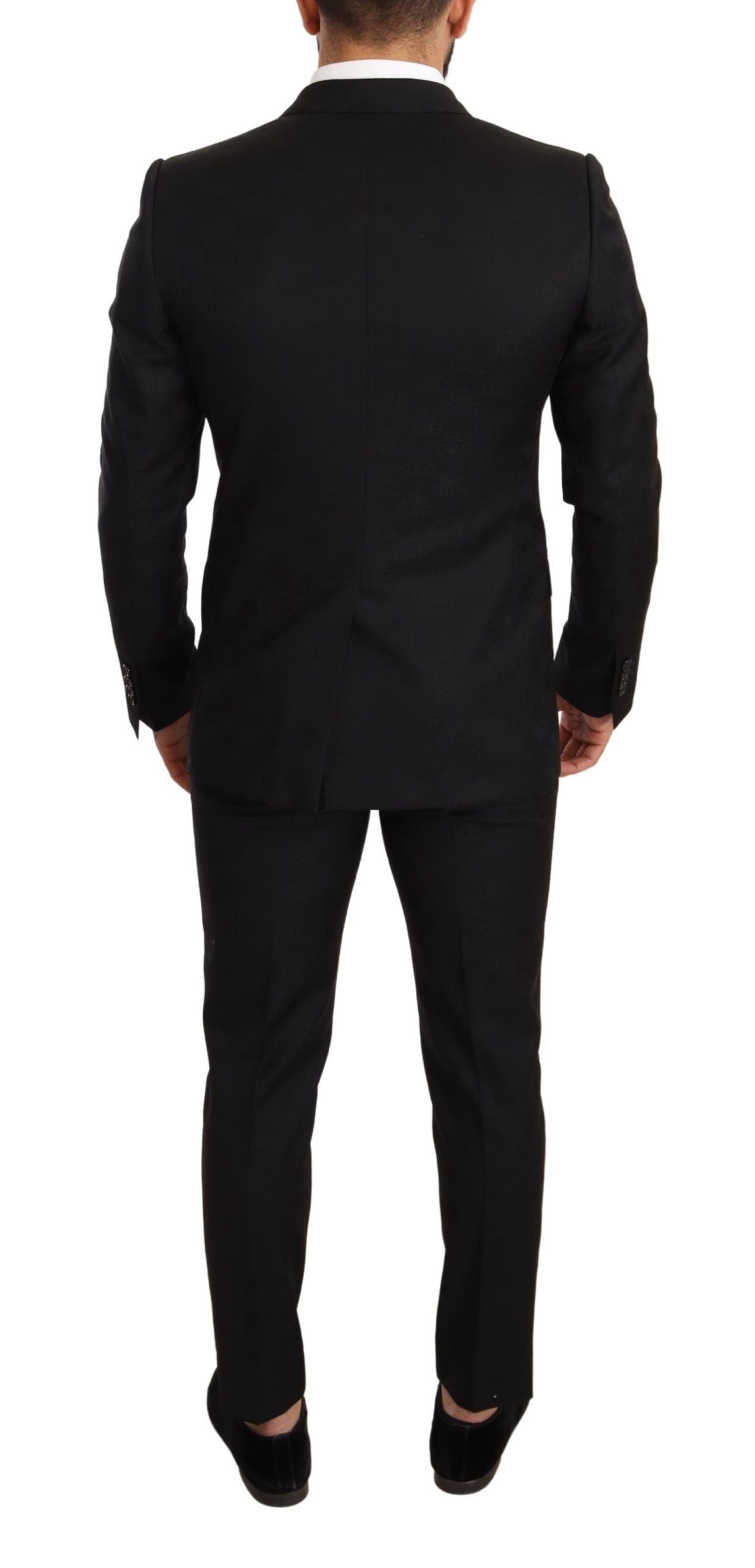 Dolce &amp; Gabbana Elegant Martini Black Wool Suit