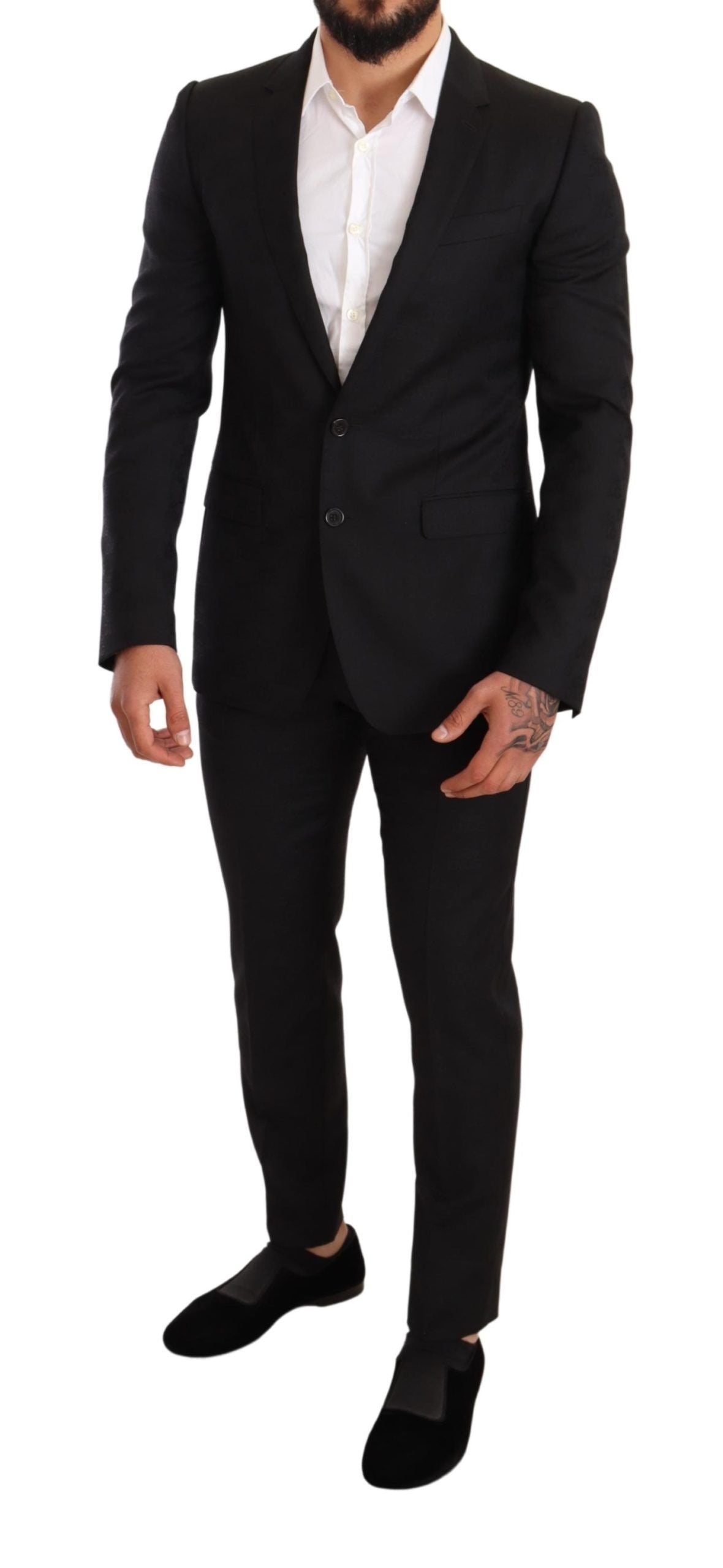 Dolce &amp; Gabbana Elegant Martini Black Wool Suit