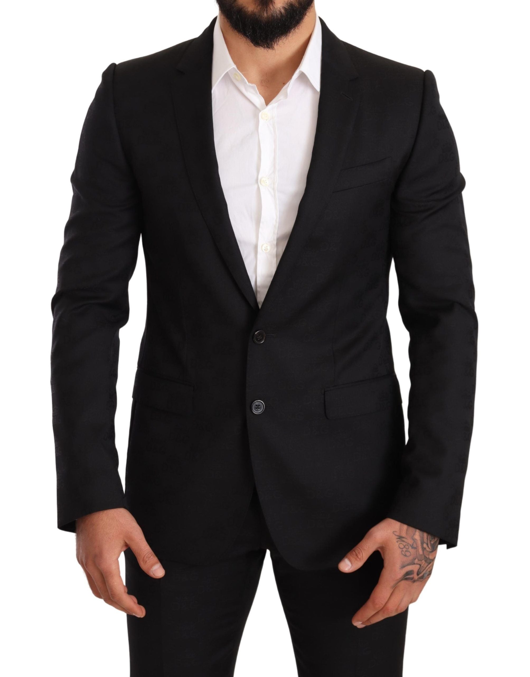 Dolce &amp; Gabbana Elegant Martini Black Wool Suit