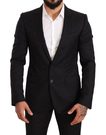 Dolce &amp; Gabbana Elegant Martini Black Wool Suit