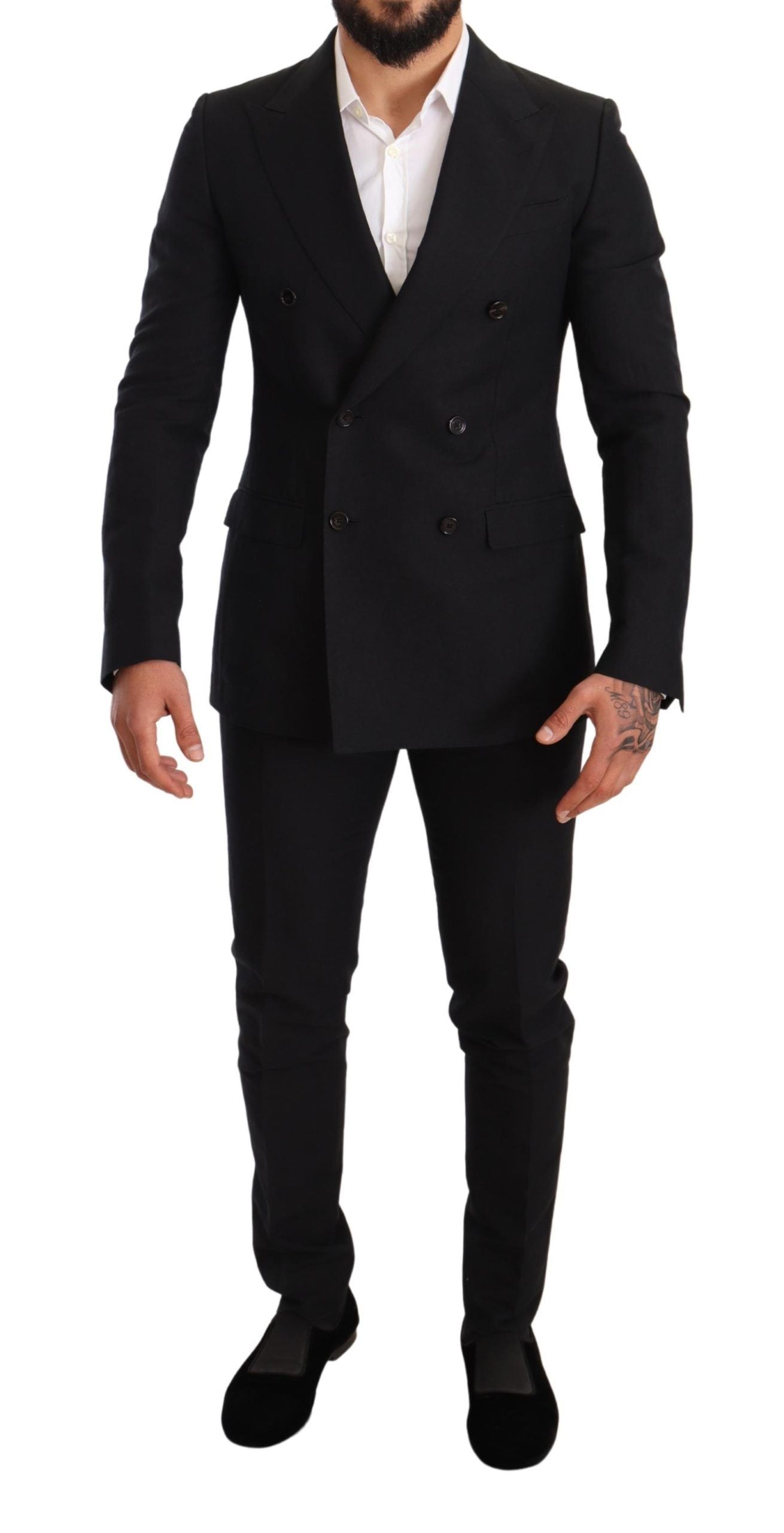 Dolce &amp; Gabbana Elegant Black Two-Piece Wool Suit