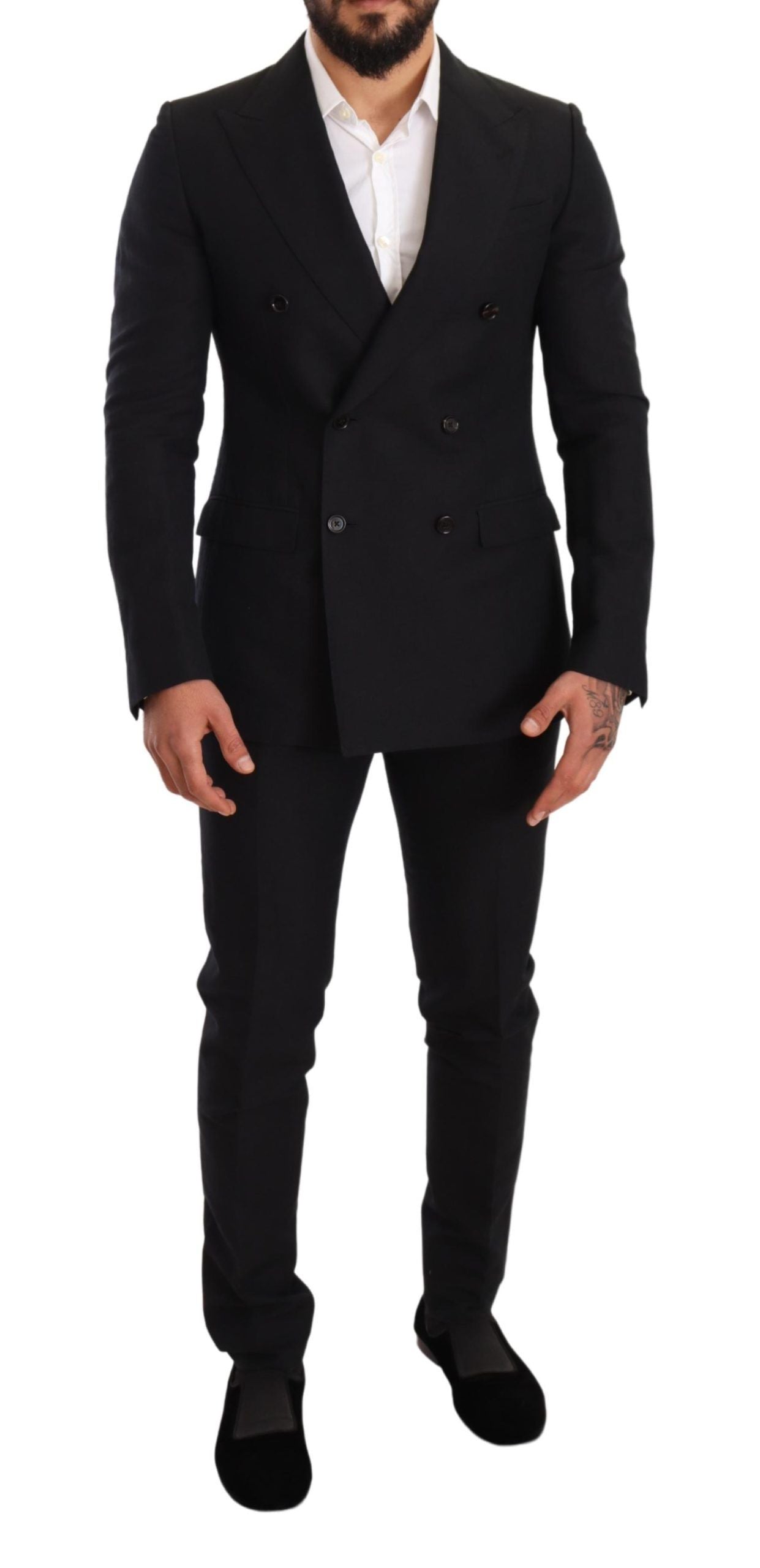 Dolce &amp; Gabbana Elegant Black Two-Piece Wool Suit