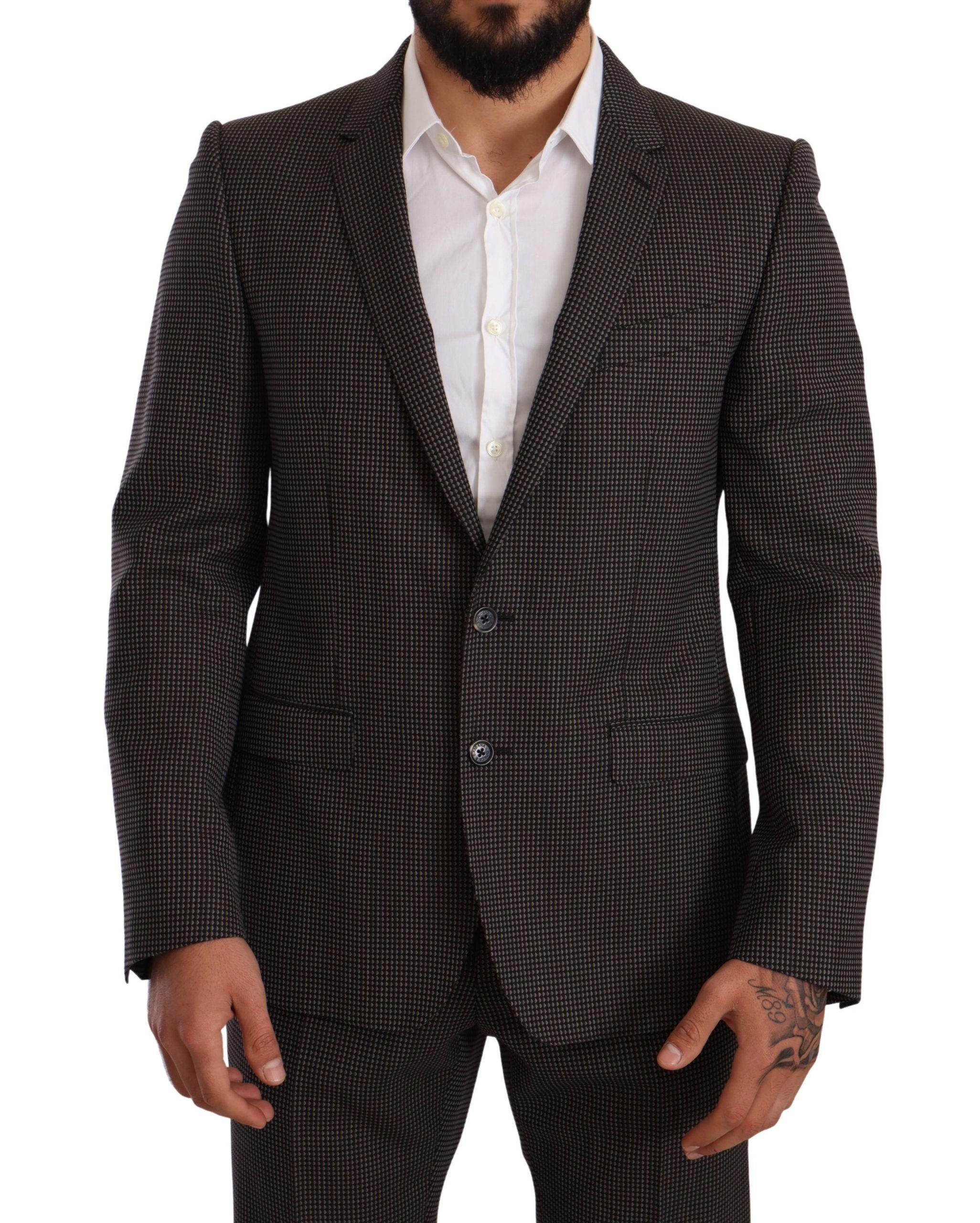 Dolce &amp; Gabbana Elegant Gray Martini Woolen Suit Set