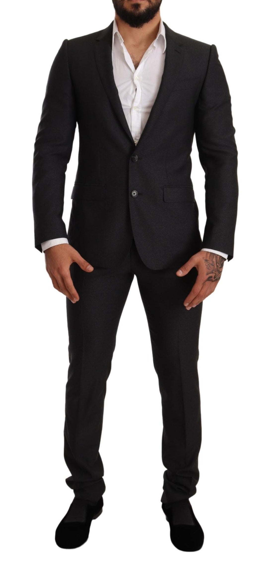 Dolce &amp; Gabbana Elegant Gray Martini Wool Suit