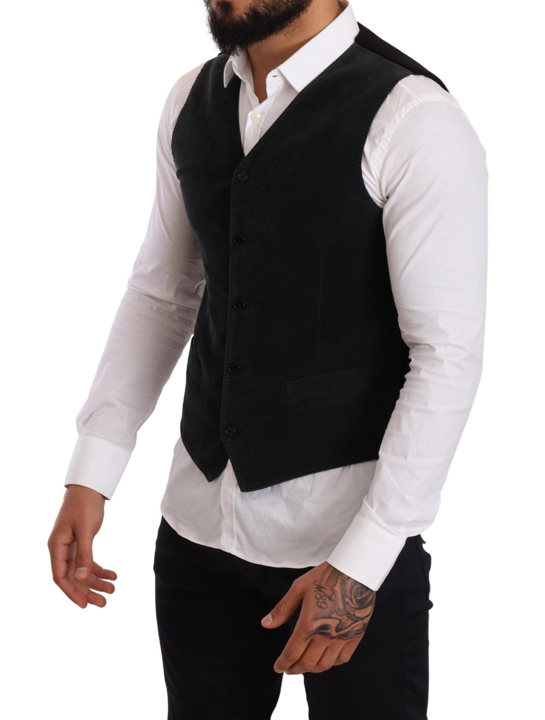 Dolce &amp; Gabbana Elegant Black Cotton Formal Dress Vest