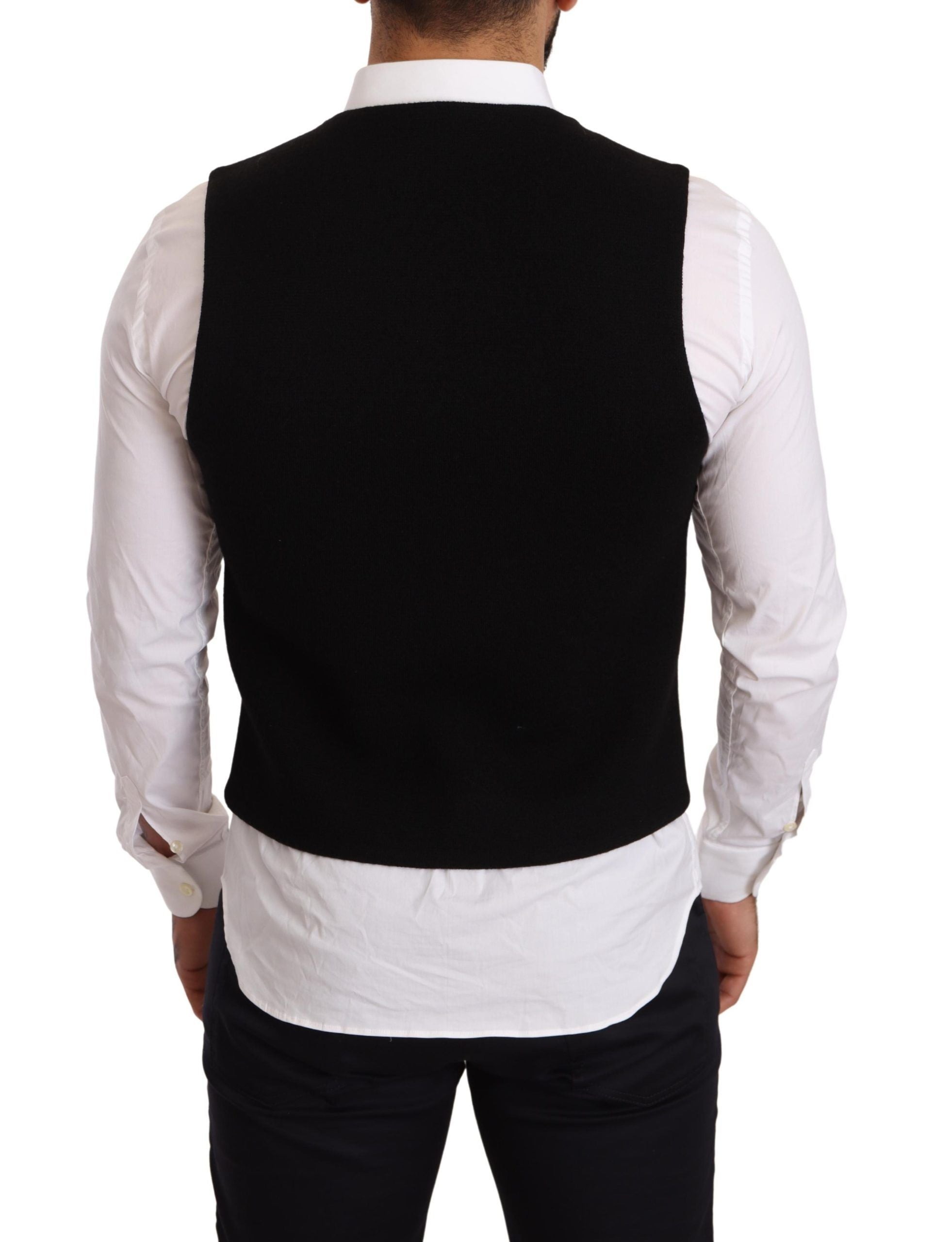 Dolce &amp; Gabbana Elegant Black Cotton Formal Dress Vest