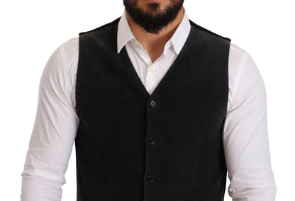 Dolce &amp; Gabbana Elegant Black Cotton Formal Dress Vest