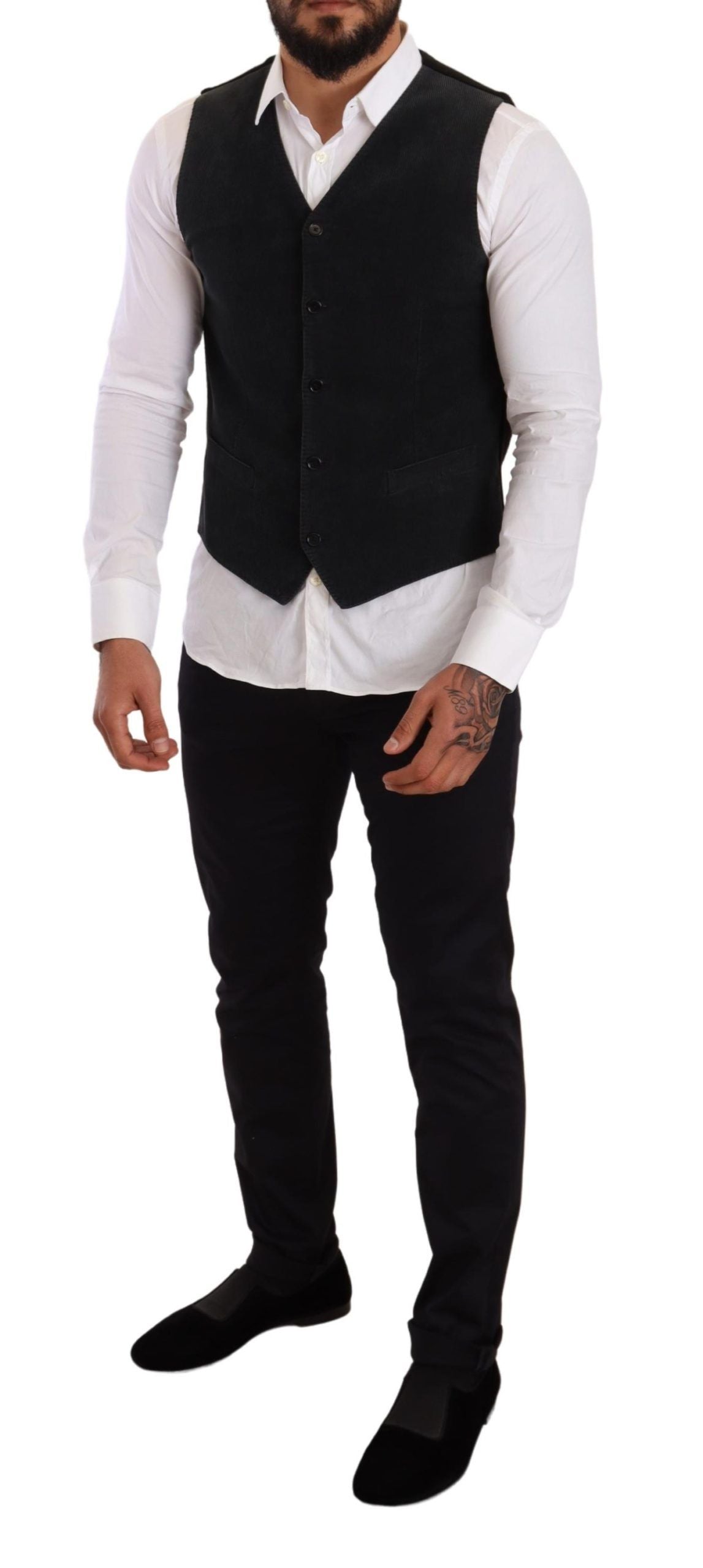 Dolce &amp; Gabbana Elegant Black Cotton Formal Dress Vest