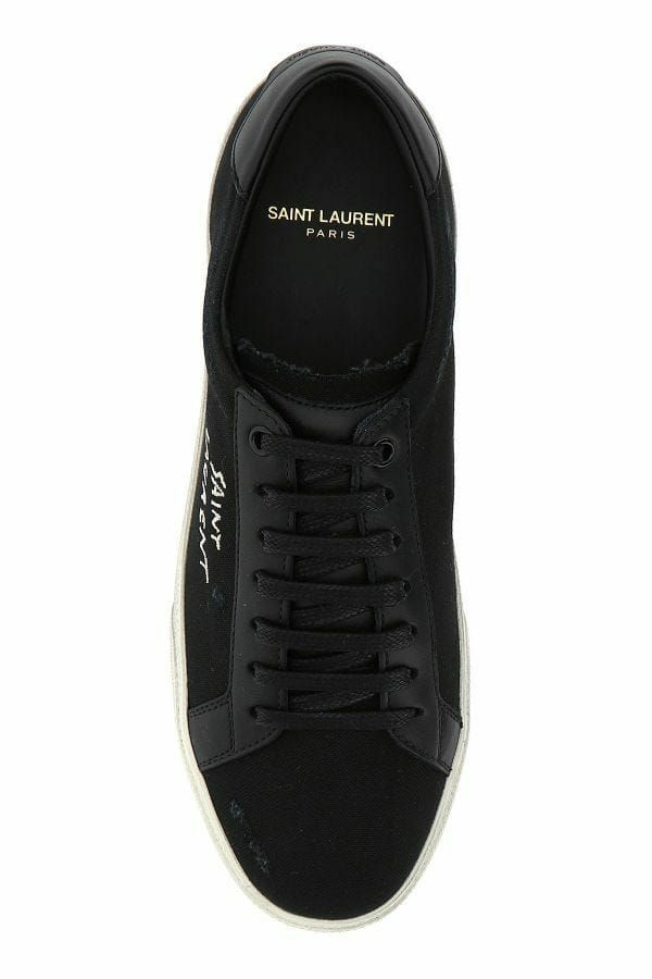 Saint Laurent Sleek Black Canvas &amp; Leather Low-Top Sneakers