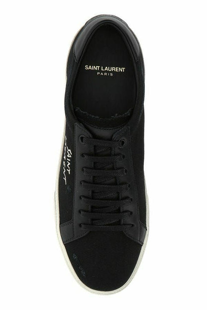 Saint Laurent Sleek Black Canvas &amp; Leather Low-Top Sneakers