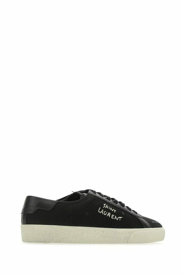 Saint Laurent Sleek Black Canvas &amp; Leather Low-Top Sneakers