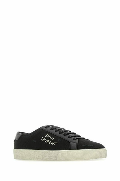 Saint Laurent Sleek Black Canvas &amp; Leather Low-Top Sneakers