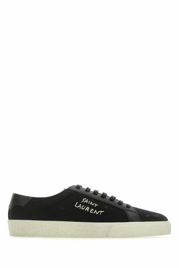 Saint Laurent Sleek Black Canvas &amp; Leather Low-Top Sneakers