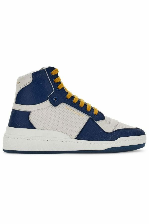 Saint Laurent Elevate Your Style with Mid-Top Blue Luxury Sneakers