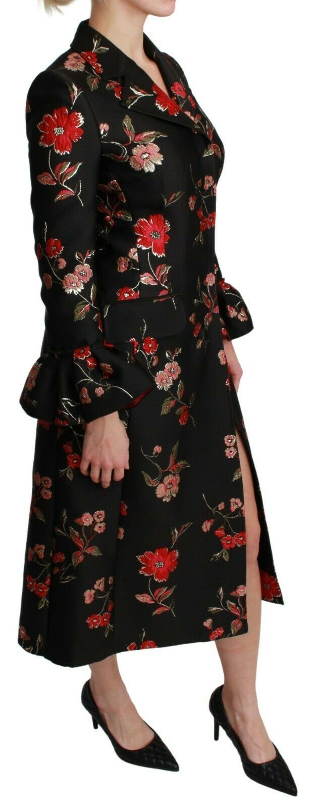 Dolce &amp; Gabbana Elegant Floral Embroidered Trench Coat