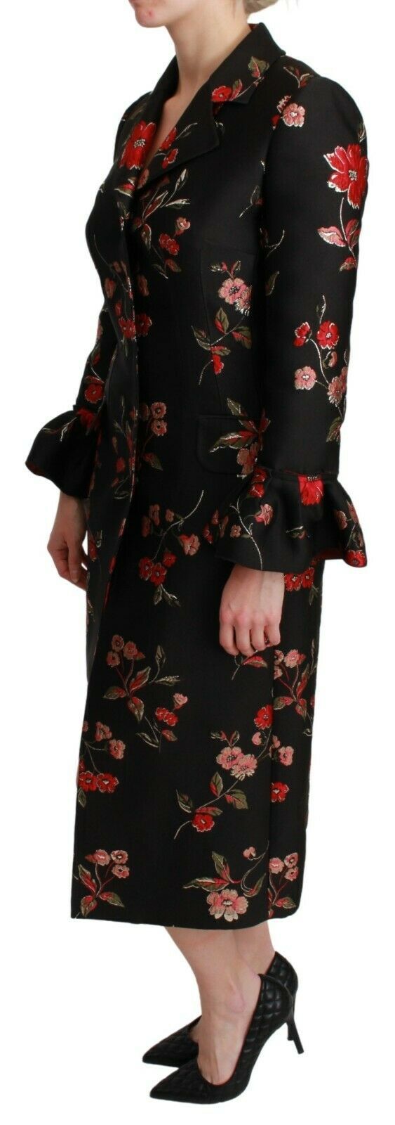 Dolce &amp; Gabbana Elegant Floral Embroidered Trench Coat