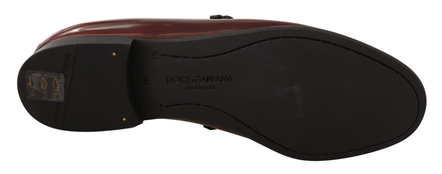 Dolce &amp; Gabbana Elegant Bordeaux Leather Loafers