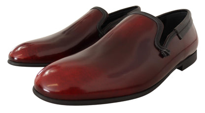 Dolce &amp; Gabbana Elegant Bordeaux Leather Loafers