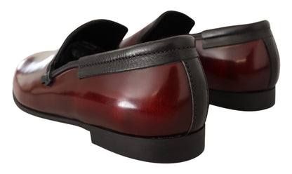 Dolce &amp; Gabbana Elegant Bordeaux Leather Loafers