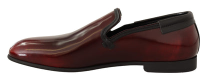 Dolce &amp; Gabbana Elegant Bordeaux Leather Loafers