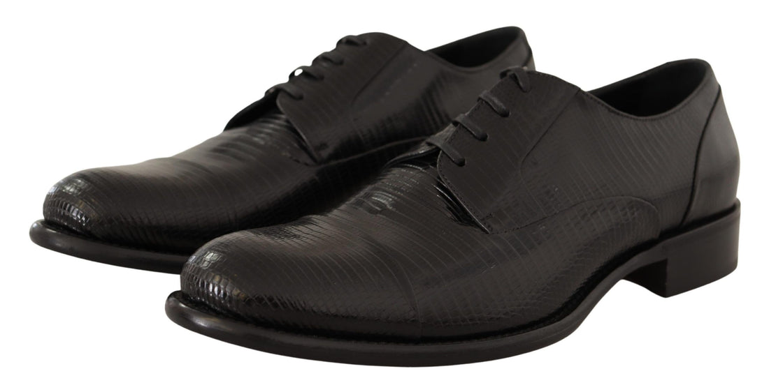 Dolce &amp; Gabbana Elegant Black Lizard Skin Derby Shoes