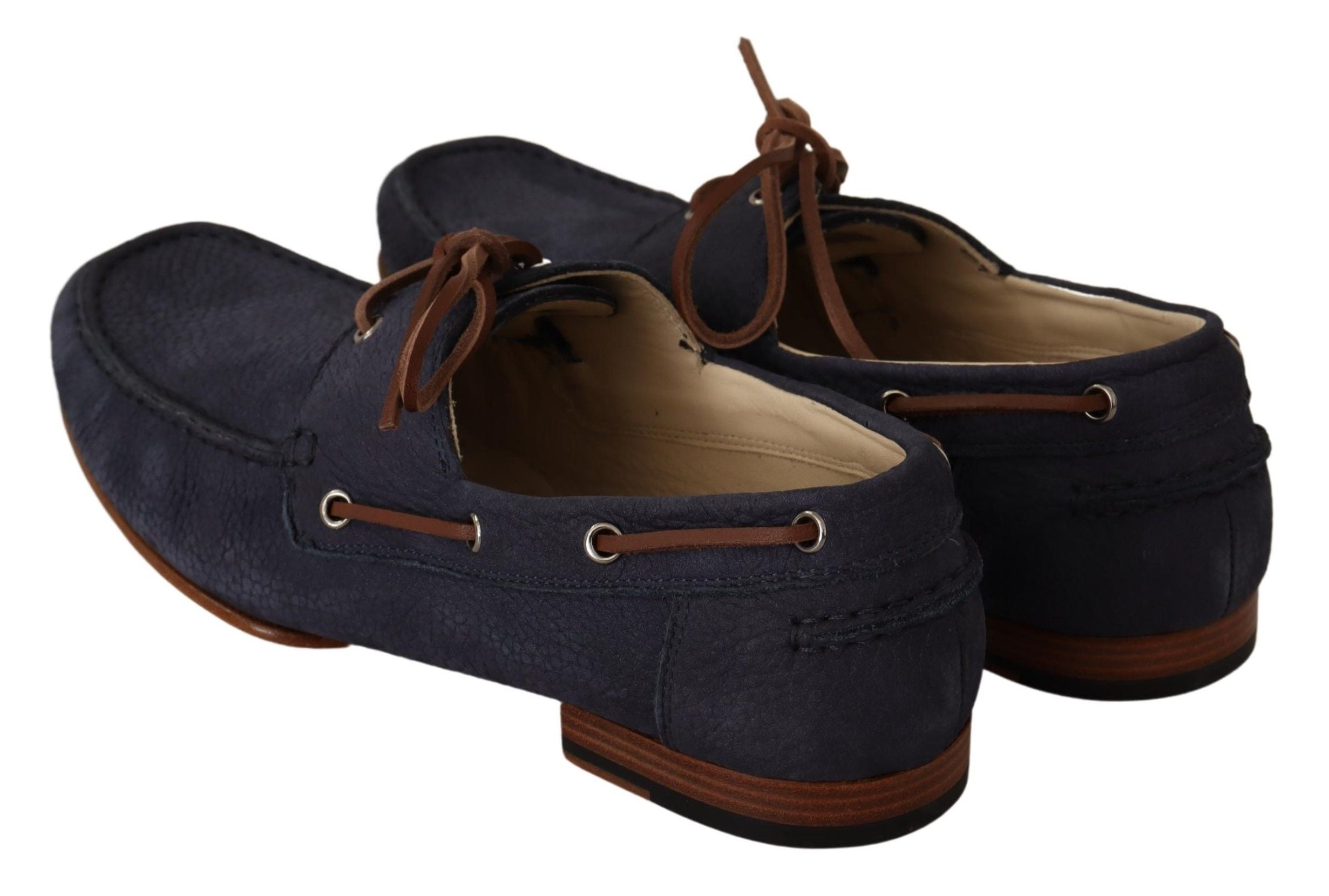 Dolce &amp; Gabbana Elegant Blue &amp; Brown Leather Boat Shoes