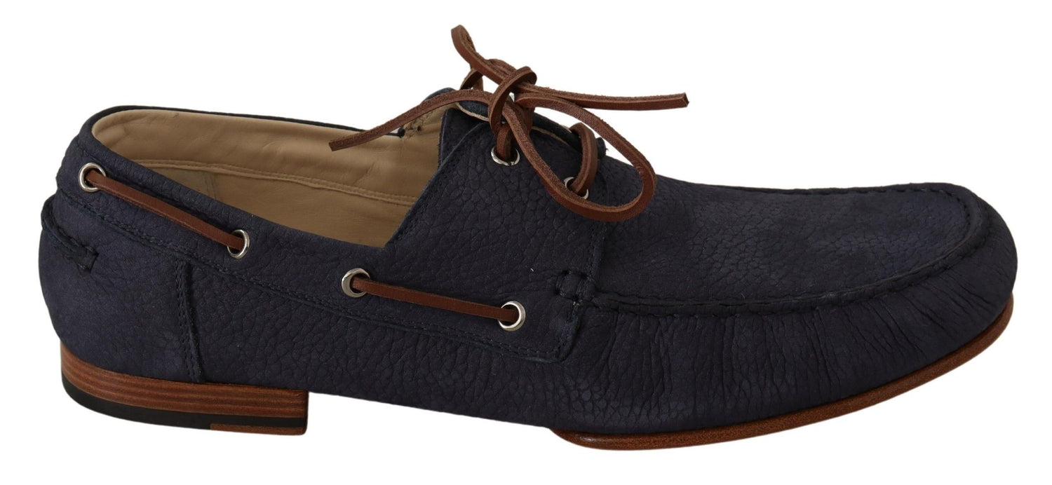 Dolce &amp; Gabbana Elegant Blue &amp; Brown Leather Boat Shoes