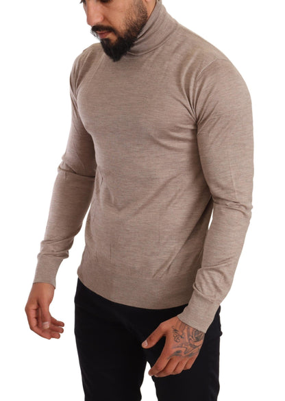 Dolce &amp; Gabbana Beige Turtleneck Cashmere-Silk Blend Sweater