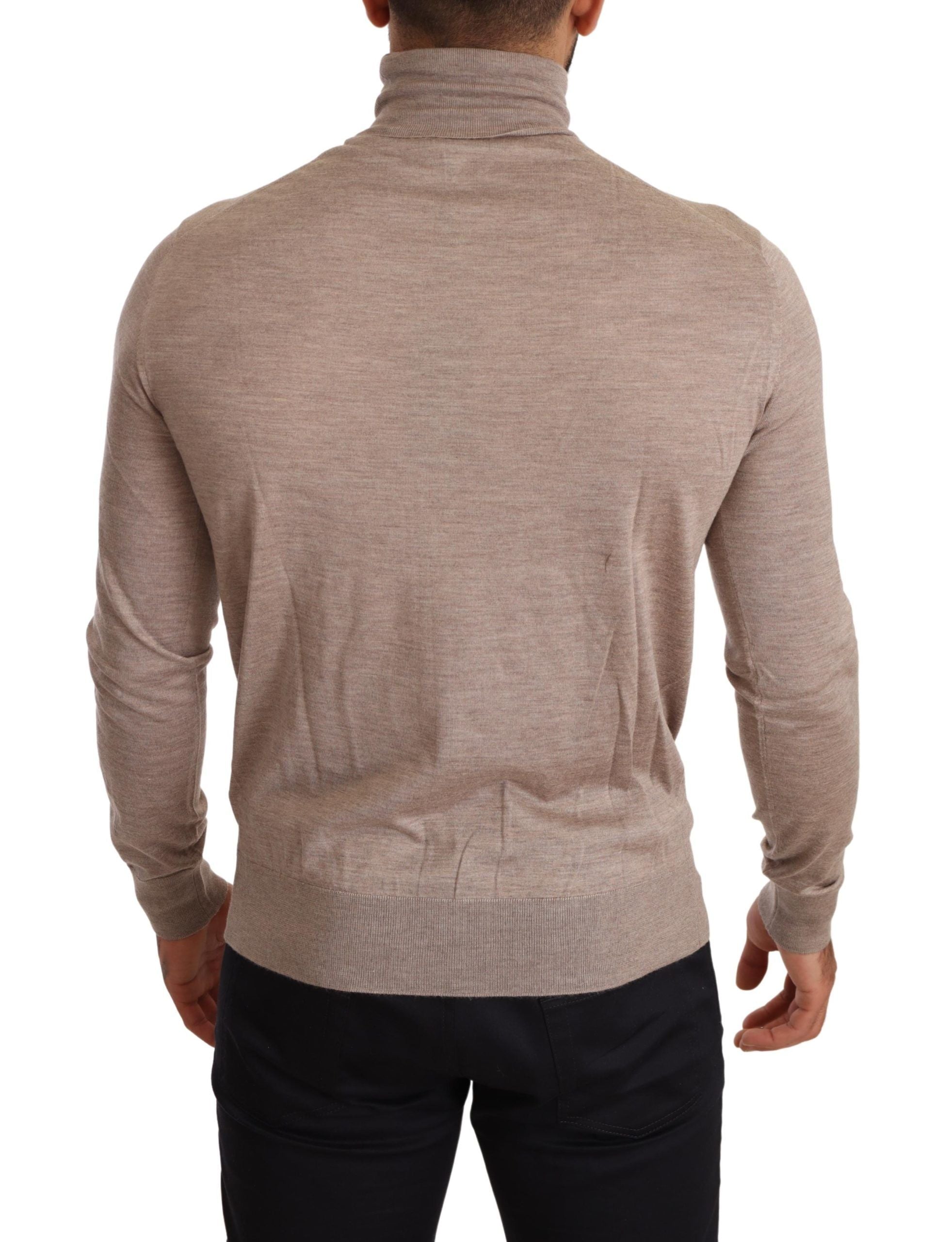 Dolce &amp; Gabbana Beige Turtleneck Cashmere-Silk Blend Sweater