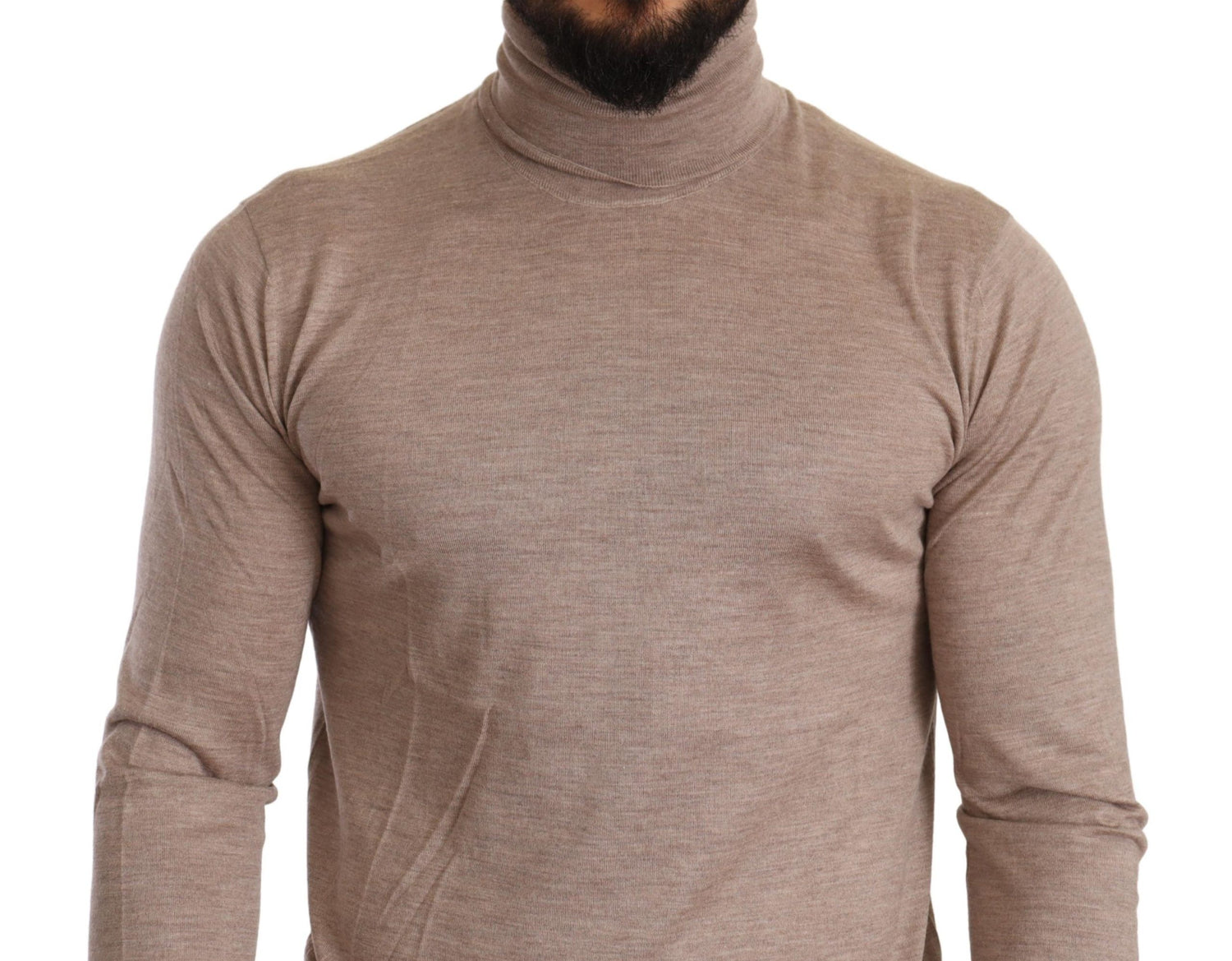 Dolce &amp; Gabbana Beige Turtleneck Cashmere-Silk Blend Sweater