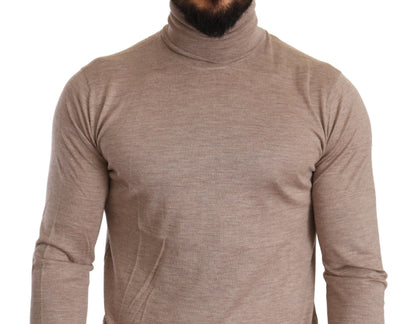 Dolce &amp; Gabbana Beige Turtleneck Cashmere-Silk Blend Sweater